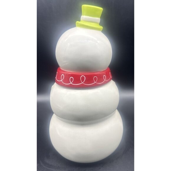 Target Ceramic Be Merry Snowman Cookie Jar 13” Christmas Winter Holiday 2008 - Picture 4 of 12